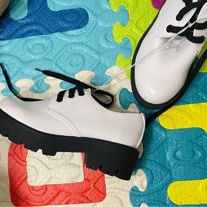 white platform loafers